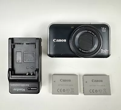 Canon PowerShot SX210 IS 14.1MP Digital Camera - Black - 2 Batteries + Charger • $125