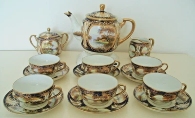 £299 • Buy A Stunning  Gold Encrusted Noritake 15 Piece Scenic Tea Set