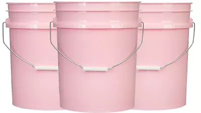 5 Gallon Pink Food Grade BPA Free Bucket Pail Container - (Pack Of 3) Made In US • $39.88