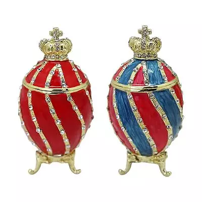 Enamel Hinged Jewelry Box Ring Holder Women Birthday Faberge Egg Trinket Box • $35.30