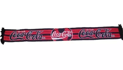 COCA-COLA : SOCCER SCARF : RED/ BLACK/WHITE : Long With Tassles : Warm : RETRO : • $14.99