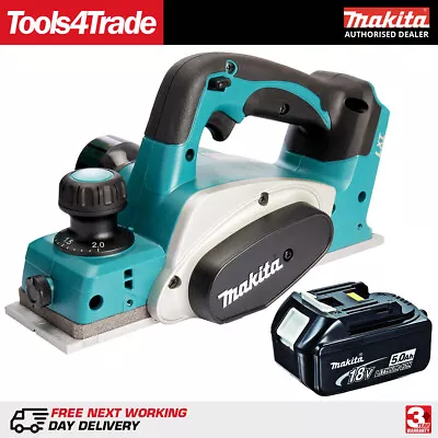 Makita DKP180Z 18V LXT Li-Ion Cordless 82mm Planer With 1 X 5.0Ah BL1850 Battery • £232