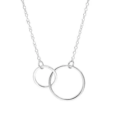 Sterling Silver Karma Circles Necklace On 17 Inch Chain Infinity Love • £9.75