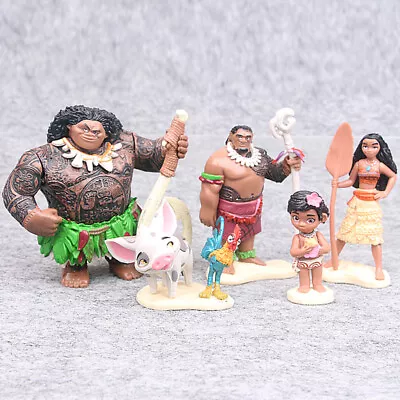 6 Figures Action Moana Pcs Dolls Figurines Party Toys Gift Cake Topper Set Decor • £9.57