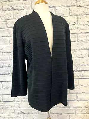 NWT Ming Wang Tailored Fit Jacket/Blazer Black Textured Stripes Long Sleeve 1X • $93.99