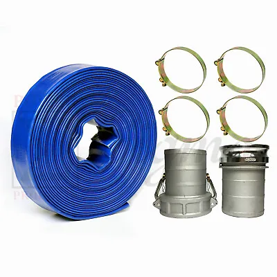 Sigma 6  IN X 100' Feet Garden PVC Lay Flat Discharge Water Pump Hose & Camlocks • $1299.99