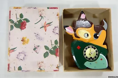 Vintage Mi-Ken Walt Disney Bambi Animated Moving Eye Clock W/Box • $150