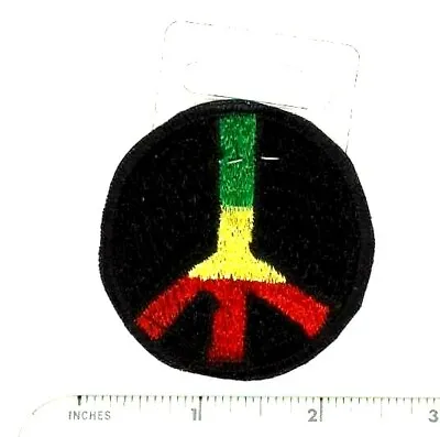 Hand Embroidered Peace Sign Rasta Mini Patch Fair Trade Nepal 2  Round • $4.50