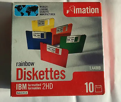 Imation Colour 3.5'' 2HD Floppy Disks 10 Pack - New Sealed • £29.99