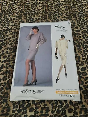VOGUE Sewing Pattern 2012 YVES SAINT LAURENT  DRESS Size:10 Cut Complete (s941 • $18.95