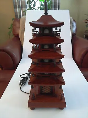 Rare 1950s Pagoda Japanese Wood Lamp JAPAN 19  (5 Tier) • £154.19