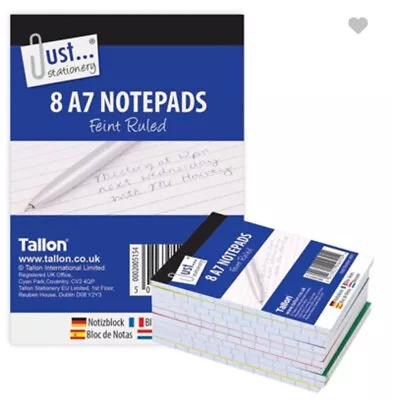 8 X A7 Notebooks Lined Paper - Small Easy Notepads Lined Paper Writing Jotter • £2.99