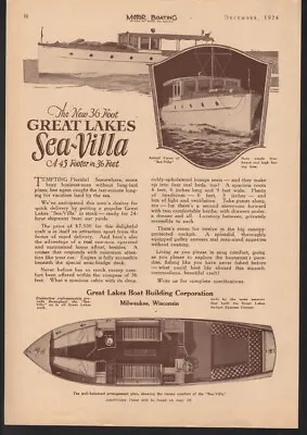 1924 Great Lake Craft Motor Boat Nautical Wood Speed Sport Sea Villa 20885 • $24.95