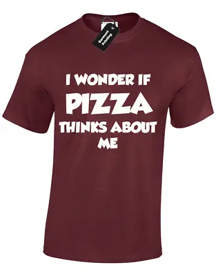 £7.99 • Buy I Wonder If Pizza Thinks About Me Mens T Shirt Funny Printed Design Idea S - 5xl