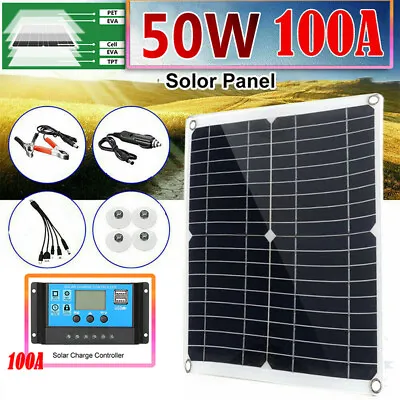 50W Solar Panel Kit System 100A Charger Controller 12V Battery Caravan Travel • £33.83