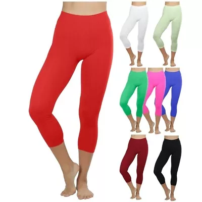 Womens Ultra Soft High Waisted Smooth Stretch Active Yoga Capri Leggings • $8.13