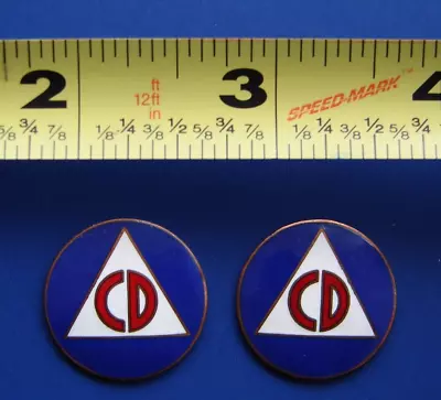 1 Pair Vintage 1950's CD Civil Defense Style Logo Brass Pin? Button • $24