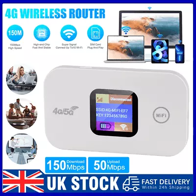 Portable 4G LTE Wireless WiFi Unlocked Router Mobile Broadband LCD MIFI Hotspot. • £19.99