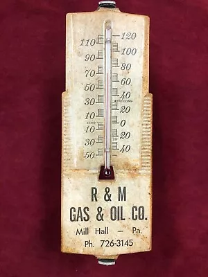 Vintage  R & M GAS & OIL CO. Mill Hall Pa. Thermometer 6.5  X 2.5   • $4.99