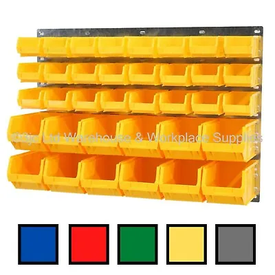 NEW UK Made Plastic Parts Storage Bins Boxes With Steel Wall Louvre Panel  SET 9 • £63.91