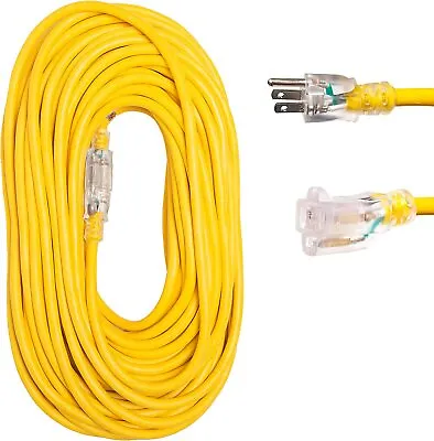 100 Ft Power Extension Cord Outdoor & Indoor Heavy Duty 12/3 Lighted Durability • $19.69