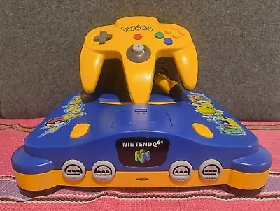 Limited Nintendo 64 N64 Pokemon Pikachu Blue Yellow Console + Controller + Cords • $349.79