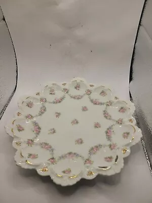 Antique Moritz Zdekauer Mz Austria Porcelain Dish Pink Roses Swag Scalloped. • $18