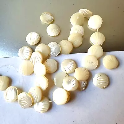 Vintage Mother Of Pearl Carved Beads For Crafts Jewelry Making • $0.99