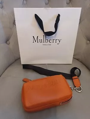 Mulberry Heavy Grain Leather Zipped Pouch In Orange • £105