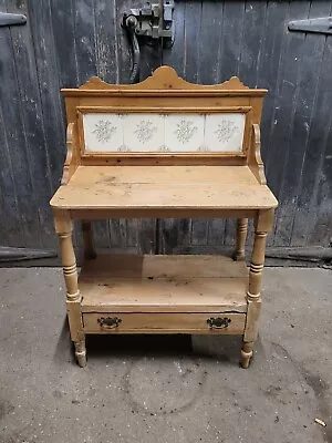 Antique Victorian Pine Side Table Hall Table Washstand • £299