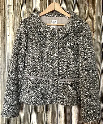 JOAN & DAVID Vintage Boucle Wool Alpaca Blend Jacket Coat Gray Women’s US Sz 10 • $47.99