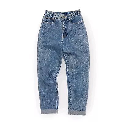 VINTAGE 80s Sasson Jeans Womens 4 High Rise Tapered Leg Mom Acid Wash Denim Blue • $29.95