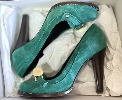 £300 • Buy Women’s MULBERRY Bayswater Emerald Green Mock Croc Suede Shoes UK 5.5 EU 38.5