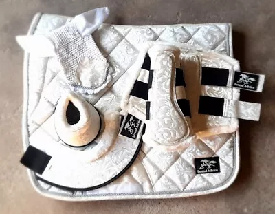 Magnolia White Dressage Saddle Pad Set • $165