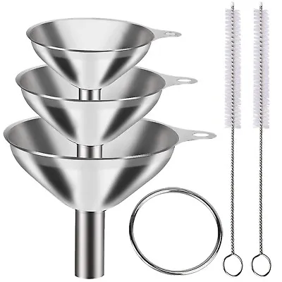 6 Pcs Stainless Steel Mini Funnels For Kitchen Use Large Tiny Small Funnel Set 3 • $9.49