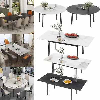 Extendable Marble Dining Table For 4-8 Person Steel Legs Professional Furniture • $209.96