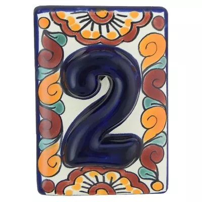 Mexican Tile House Numbers Address Numbers Ceramic House Number Talavera # 2 • $5.50