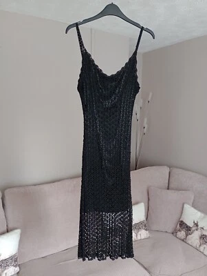 £4.99 • Buy A Ladies Girls 2 Layered Strappy Black Dress Size S - M Crochet Shoes Jacket