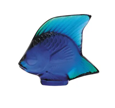 Lalique Crystal (Brand New) Fish Sculpture Colour CAP FERRAT BLUE LUSTER • £95