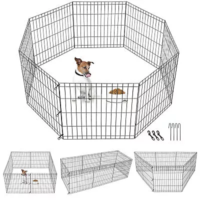  8 Panel Pet Playpen Metal Protable Folding Animal Exercise Dog Fence 24  Kennel • $31.58