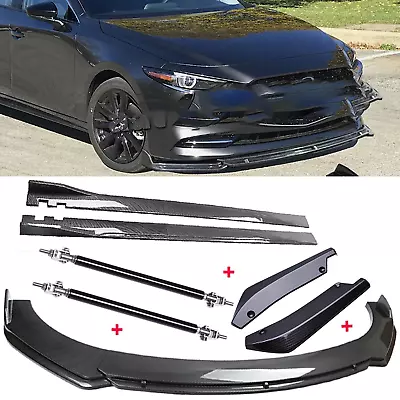 Carbon Fiber Front Bumper Rear Splitter Spoiler Side Skirt For Mazda Speed 3 6 • $159.99