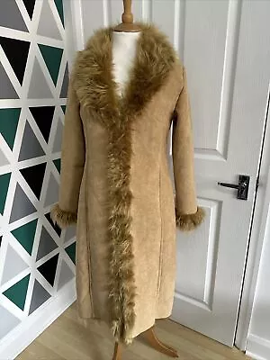 £55 • Buy Vintage Faux Suede & Fur Afghan Y2K Penny Lane Coat , Size 12