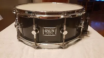 Vintage 1990s Spaun Carbon Fiber 5.5x14 10 Lug Snare Drum Excellent Condition • $475