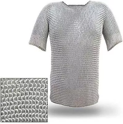 Medieval Chainmail Long Shirt Haubergeon Chain Mail Armor Butted Reenactment • $70.49