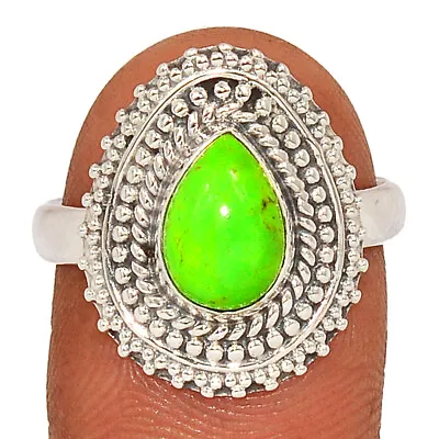 Handwork - Composite Kingman Green Mohave Turquoise 925 Silver Ring S.9 CR31732 • $14.99