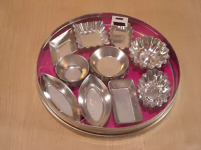 Mini Tartlet Set Fox Run 3620 Tin Plated Steel Molds W/ Storage Tin 36 Piece Set • $10