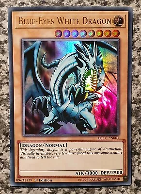 Yugioh Misprint Blue-Eyes White Dragon 1st Edition LCKC-EN001 Ultra Rare MINT • £73.33