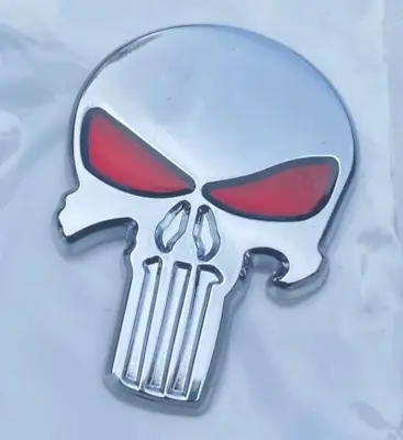 3D Metal Punisher Emblem Sticker Skeleton Skull Decal Badge Car Truck CHROME USA • $9.99