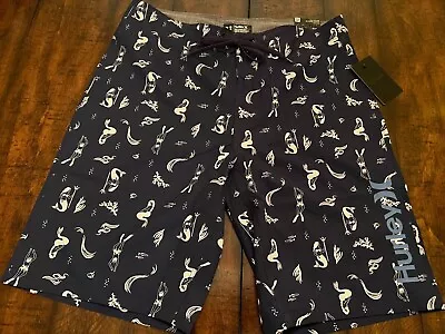 $50 HURLEY Men 32 Boardshorts Board Shorts Swim Suit Deep Sea Mermaids Blue NEW • $24