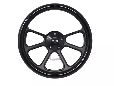 Chevy C10 C/K Pick Up Truck 14  Black Billet Steering Wheel W/ Chevy Horn ABS • $144.99